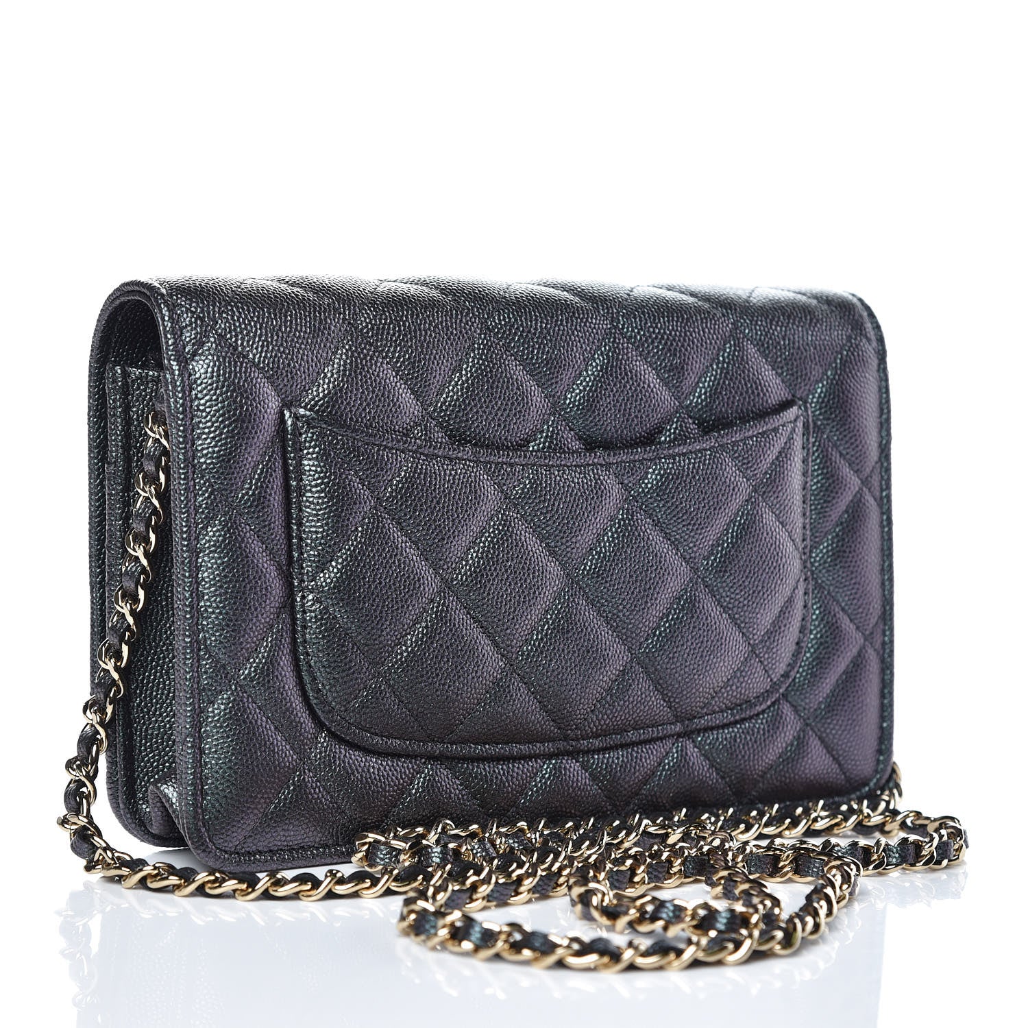Chanel Iridescent Caviar Quilted Wallet On Chain WOC Black 3 of 9