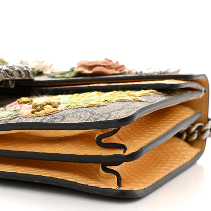 Gucci GG Supreme Monogram Snakeskin Flower Embroidered Medium Dionysus Shoulder Bag Beige Yellow 10 of 10