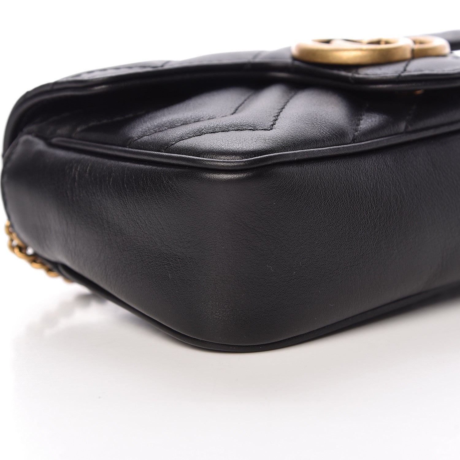 Gucci Calfskin Matelasse Super Mini GG Marmont Shoulder Bag Black 8 of 11