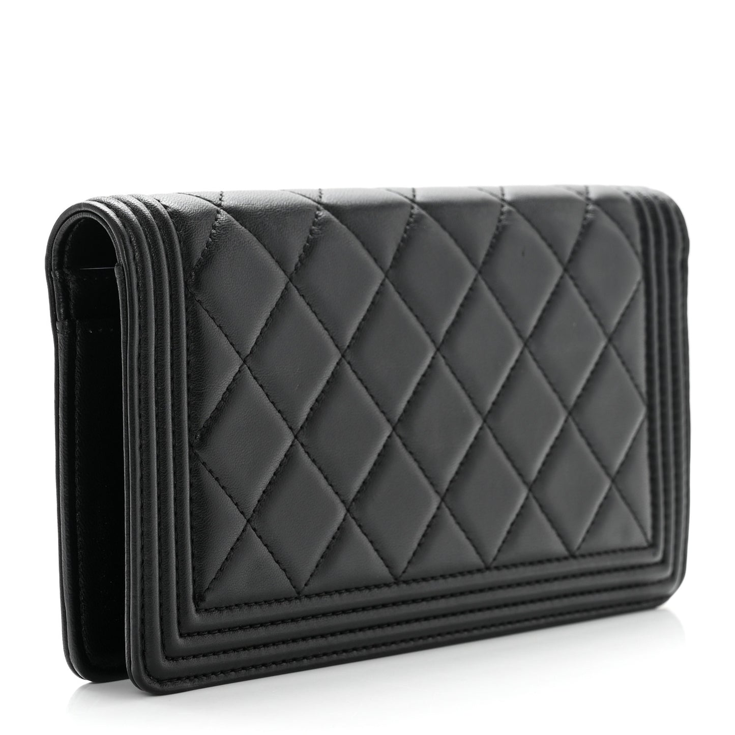 Lambskin Quilted Boy Yen Wallet Black