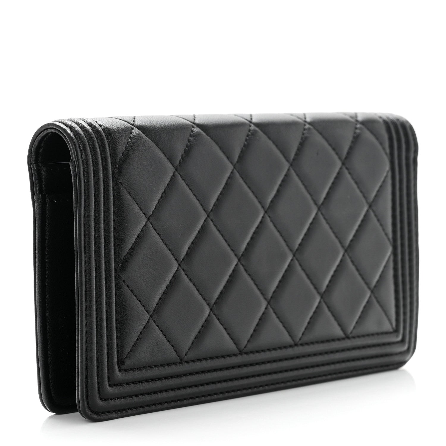 Chanel Lambskin Quilted Boy Yen Wallet Black 3 of 9