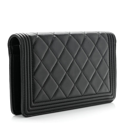 Chanel Lambskin Quilted Boy Yen Wallet Black 3 of 9