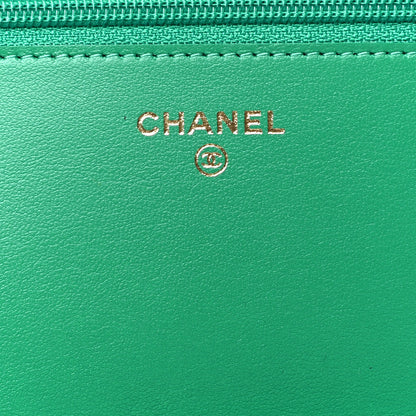 Chanel Caviar Quilted Boy Wallet On Chain WOC Green 5 of 10