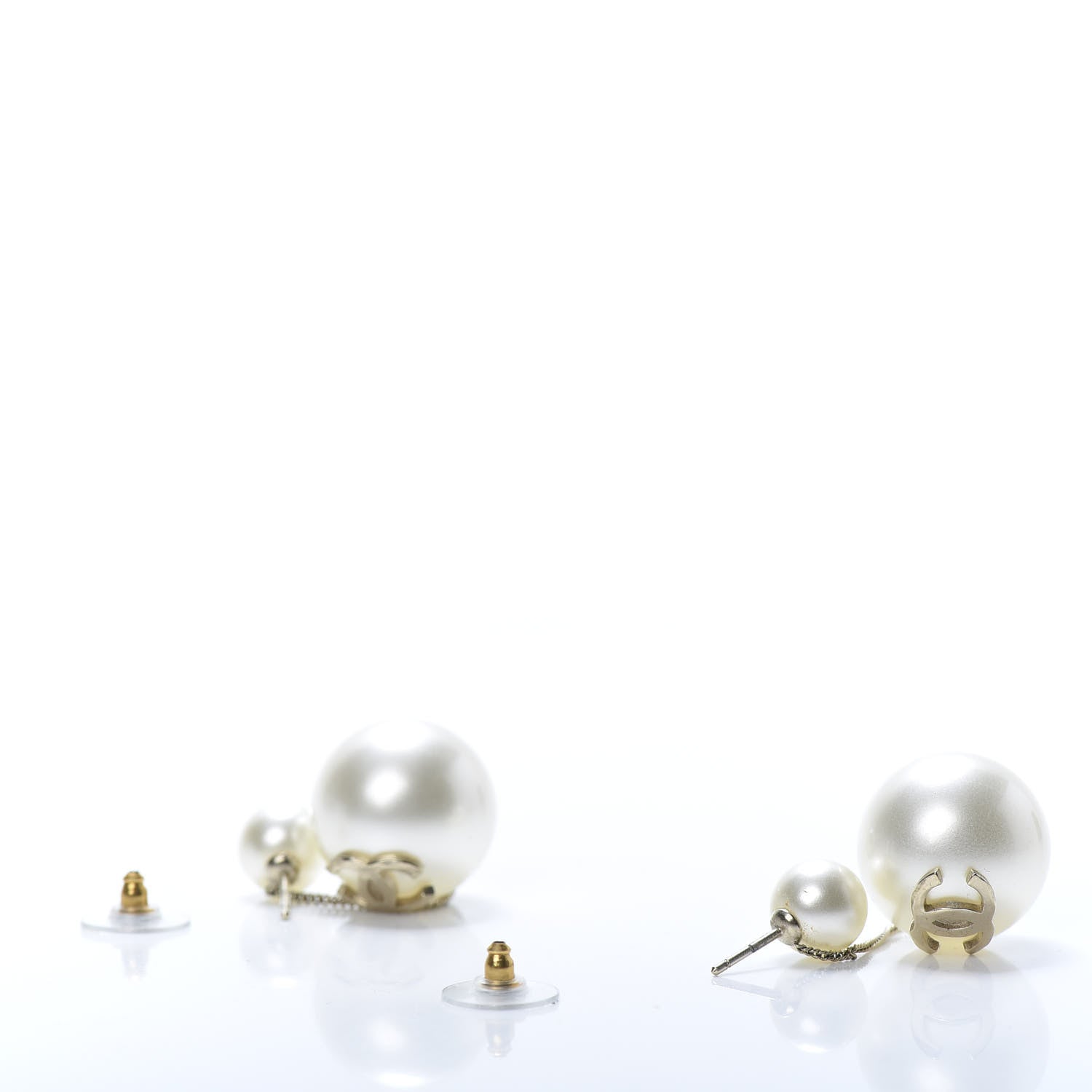 Chanel Pearl CC Chain Drop Earrings Gold 3 of 4