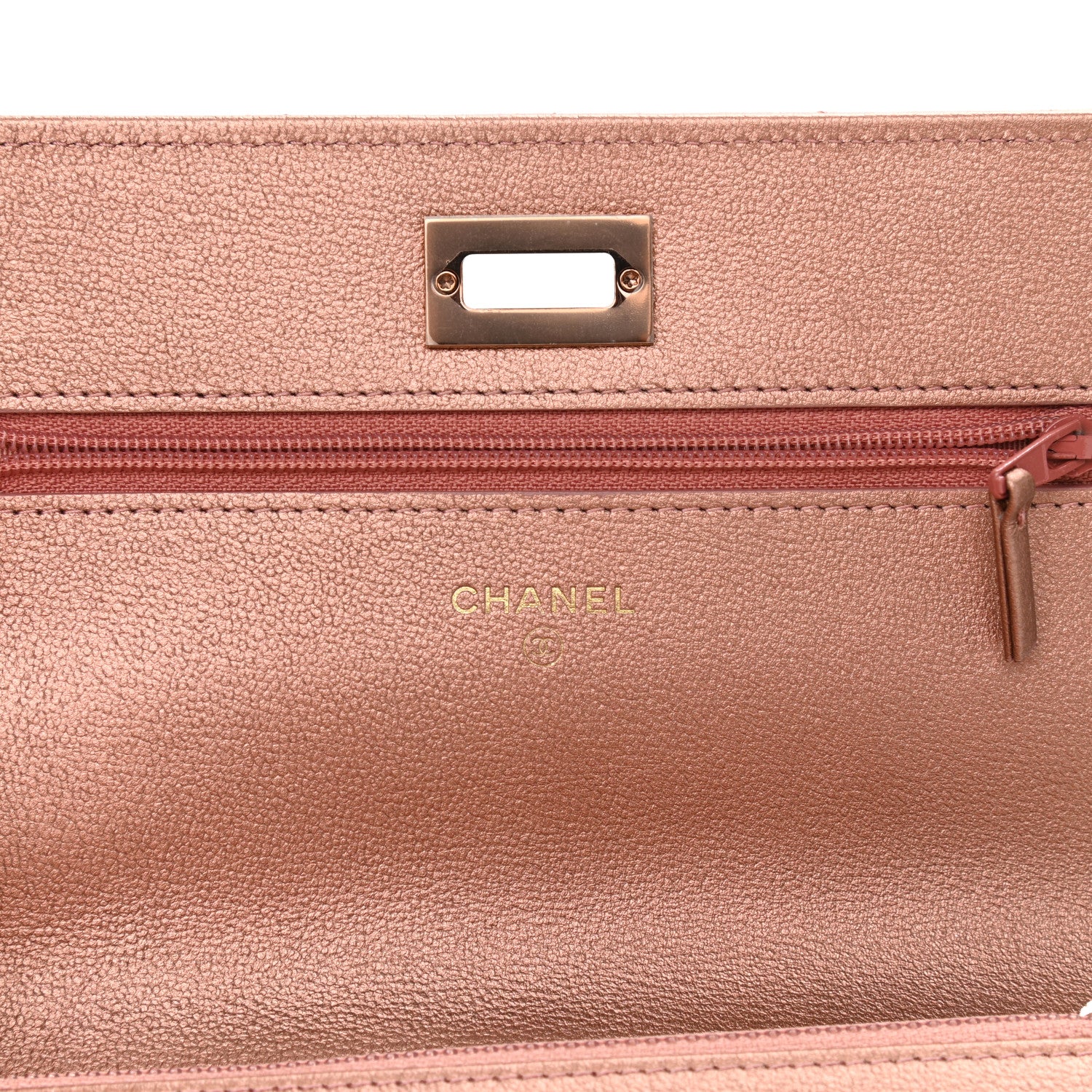 Chanel Metallic Grained Calfskin Quilted 2.55 Reissue Wallet on Chain WOC Copper Pink 6 of 12