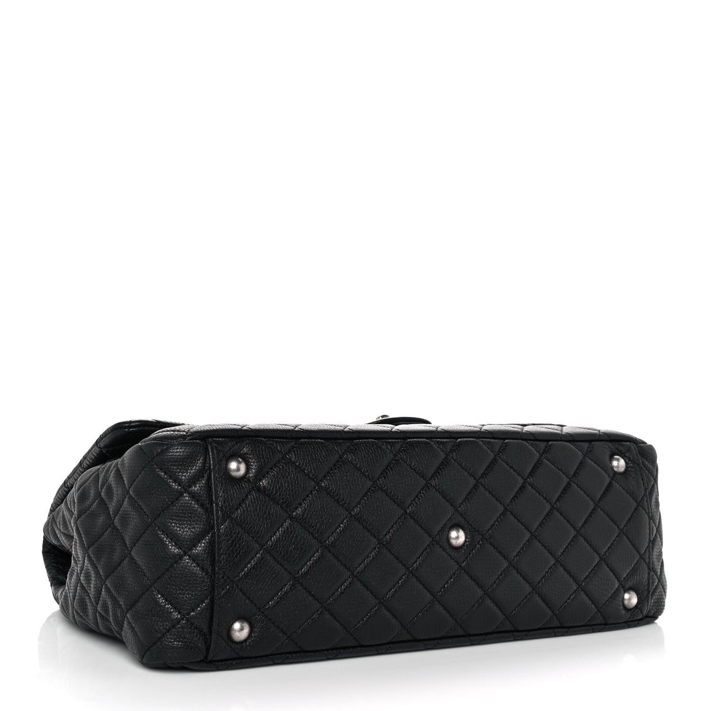 Calfskin Quilted XXL Travel Flap Bag Black