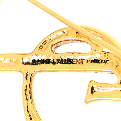 Saint Laurent Monogram Crocodile Opyum Brooch Gold 3 of 3