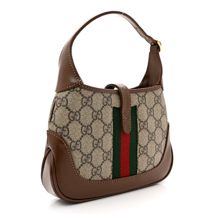 Gucci GG Supreme Monogram Azalea Calfskin Web Mini Jackie 1961 Hobo Beige Ebony Brown Sugar 3 of 11