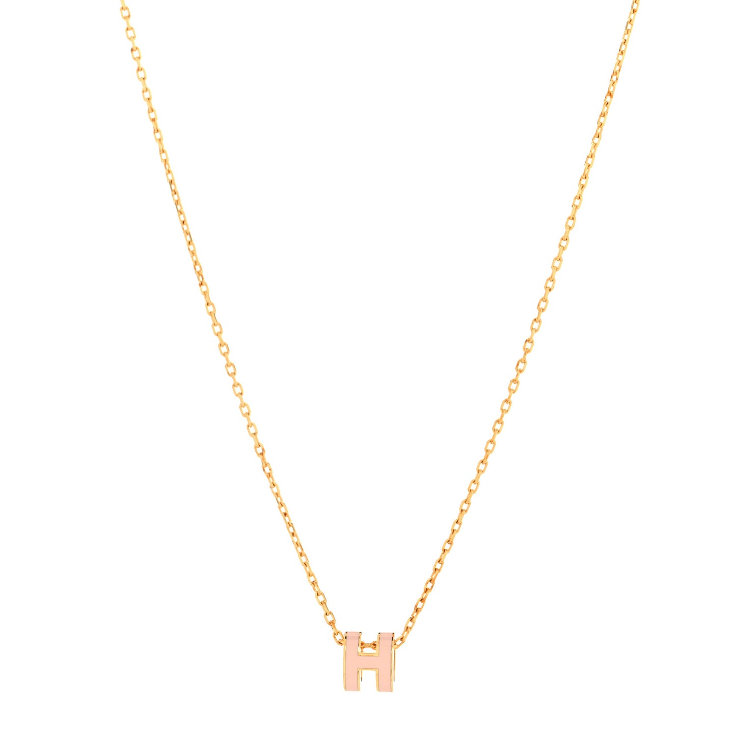 Lacquered Rose Gold Mini Pop H Pendant Necklace Rose Dragee
