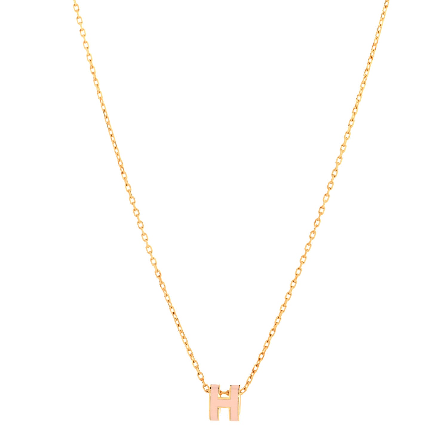 Hermes Lacquered Rose Gold Mini Pop H Pendant Necklace Rose Dragee 1 of 5