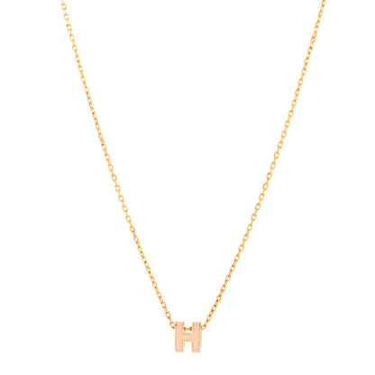 Hermes Lacquered Rose Gold Mini Pop H Pendant Necklace Rose Dragee 1 of 5