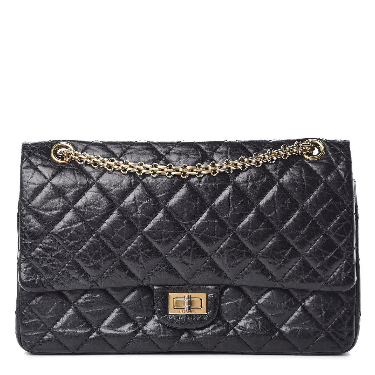 Aged Calfskin Quilted 2.55 Reissue 226 Flap Black