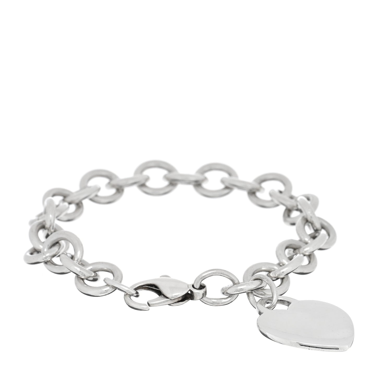 Sterling Silver Heart Tag Charm Bracelet