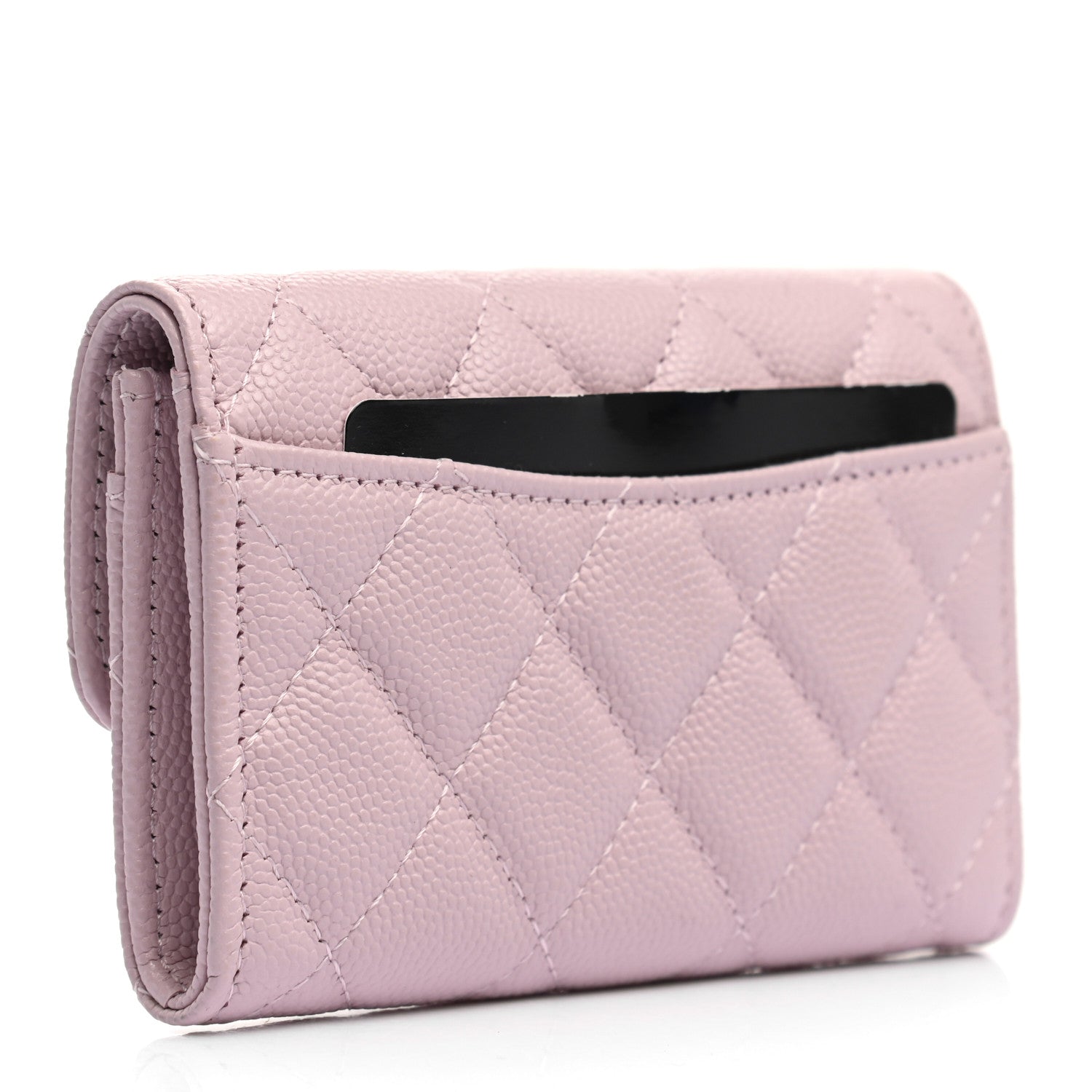 Chanel Caviar Quilted Flap Card Holder Wallet Light Pink 3 of 8