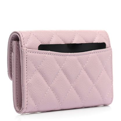 Chanel Caviar Quilted Flap Card Holder Wallet Light Pink 3 of 8