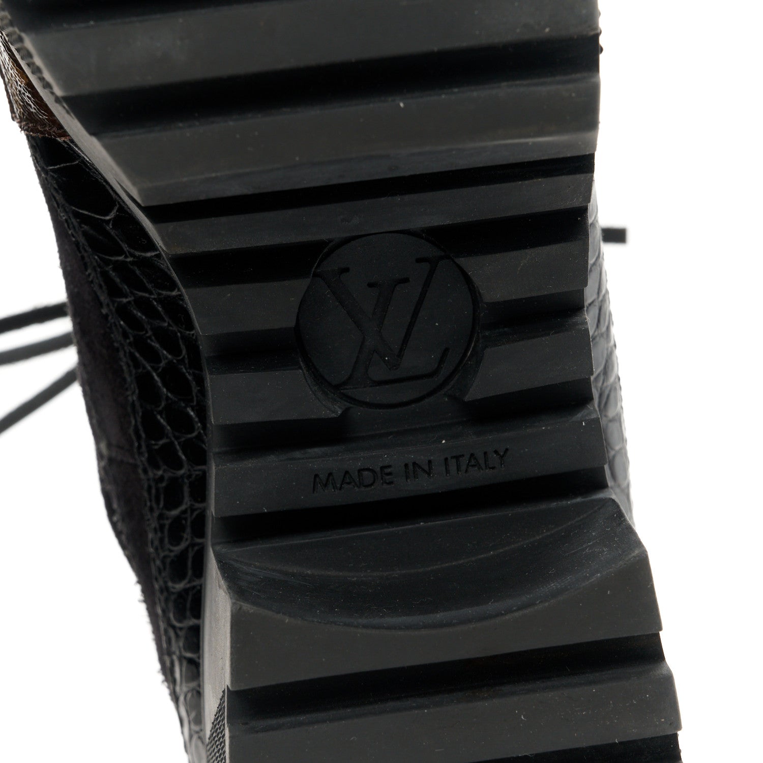 Louis Vuitton Suede Calfskin Crocodile Embossed Patent Monogram Laureate Platform Desert Boots 38 Black 6 of 8