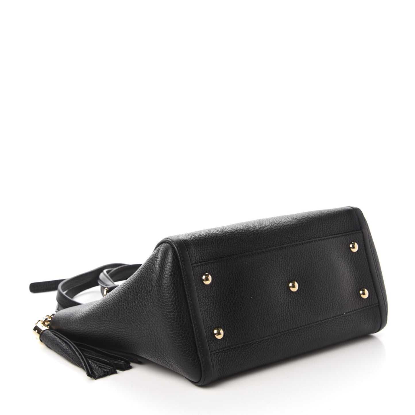 Pebbled Calfskin Small Soho Top Handle Bag Black