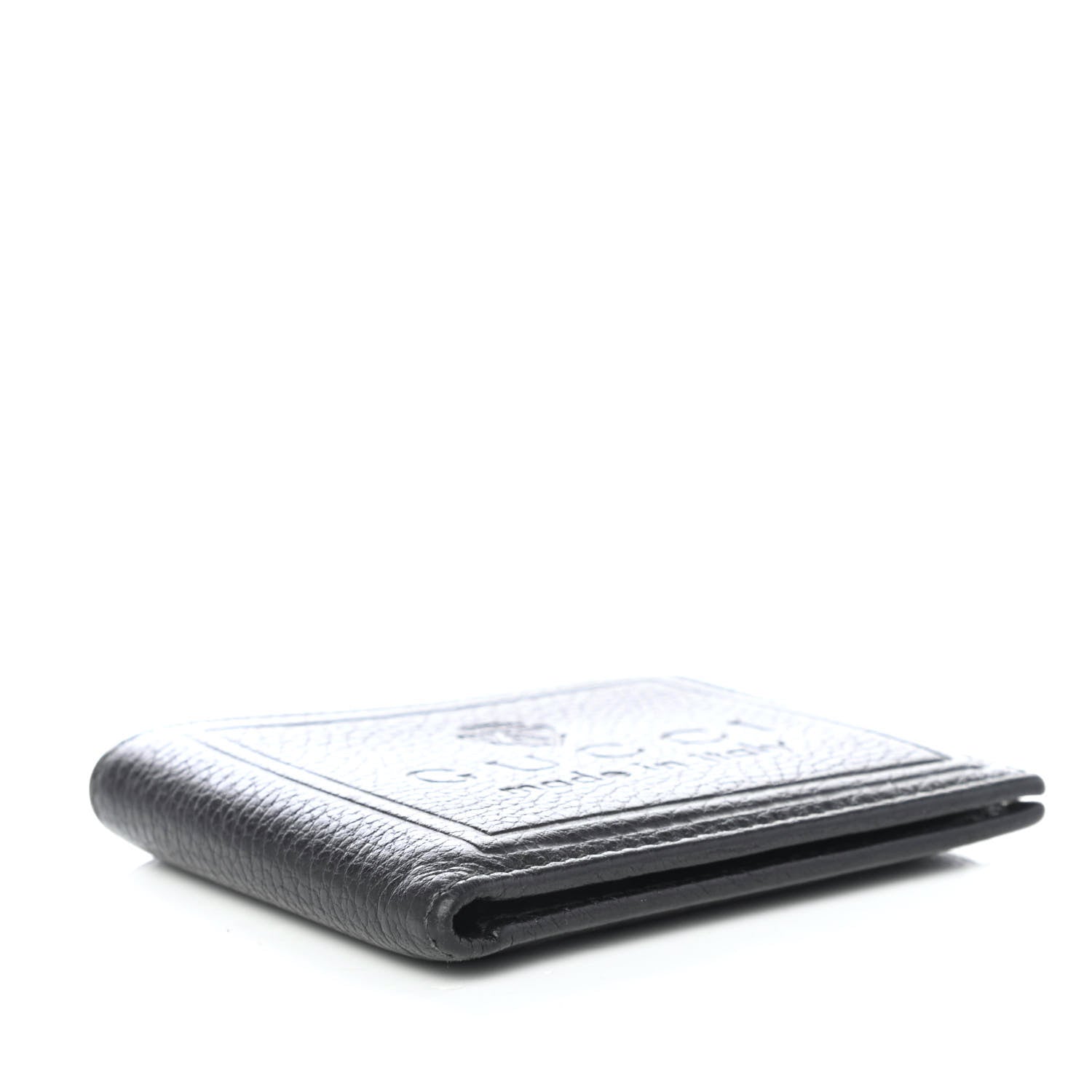 Gucci Pebbled Calfskin Bi-Fold Crest Wallet Black 3 of 4