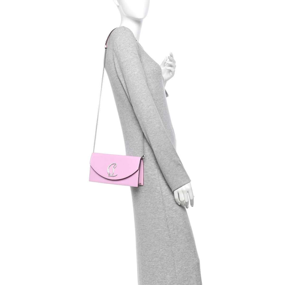 Patent Calfskin Loubi54 Crossbody Clutch Pink