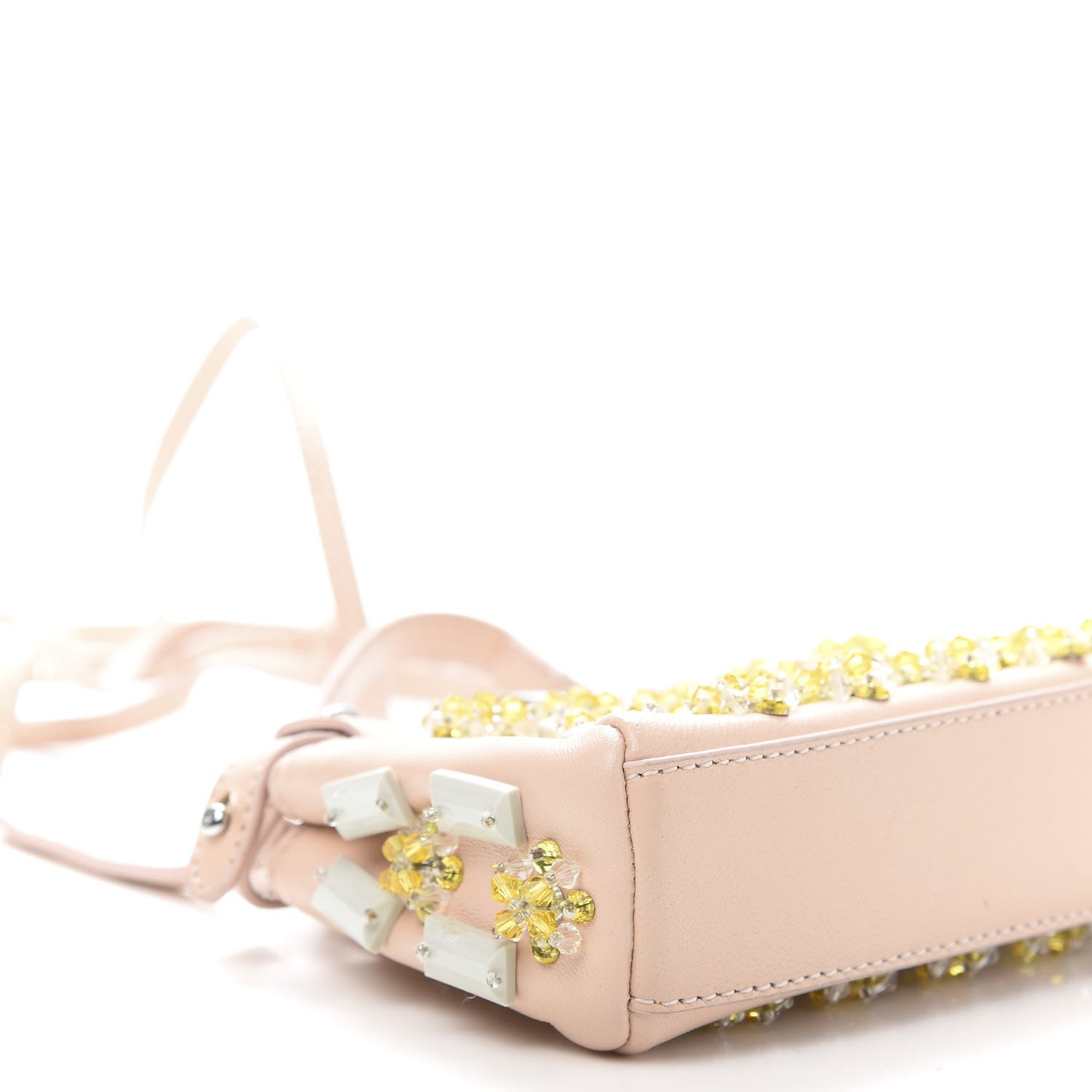 Fendi Goatskin Embellished Micro Peekaboo Iconic Satchel Light Pink 9 of 11
