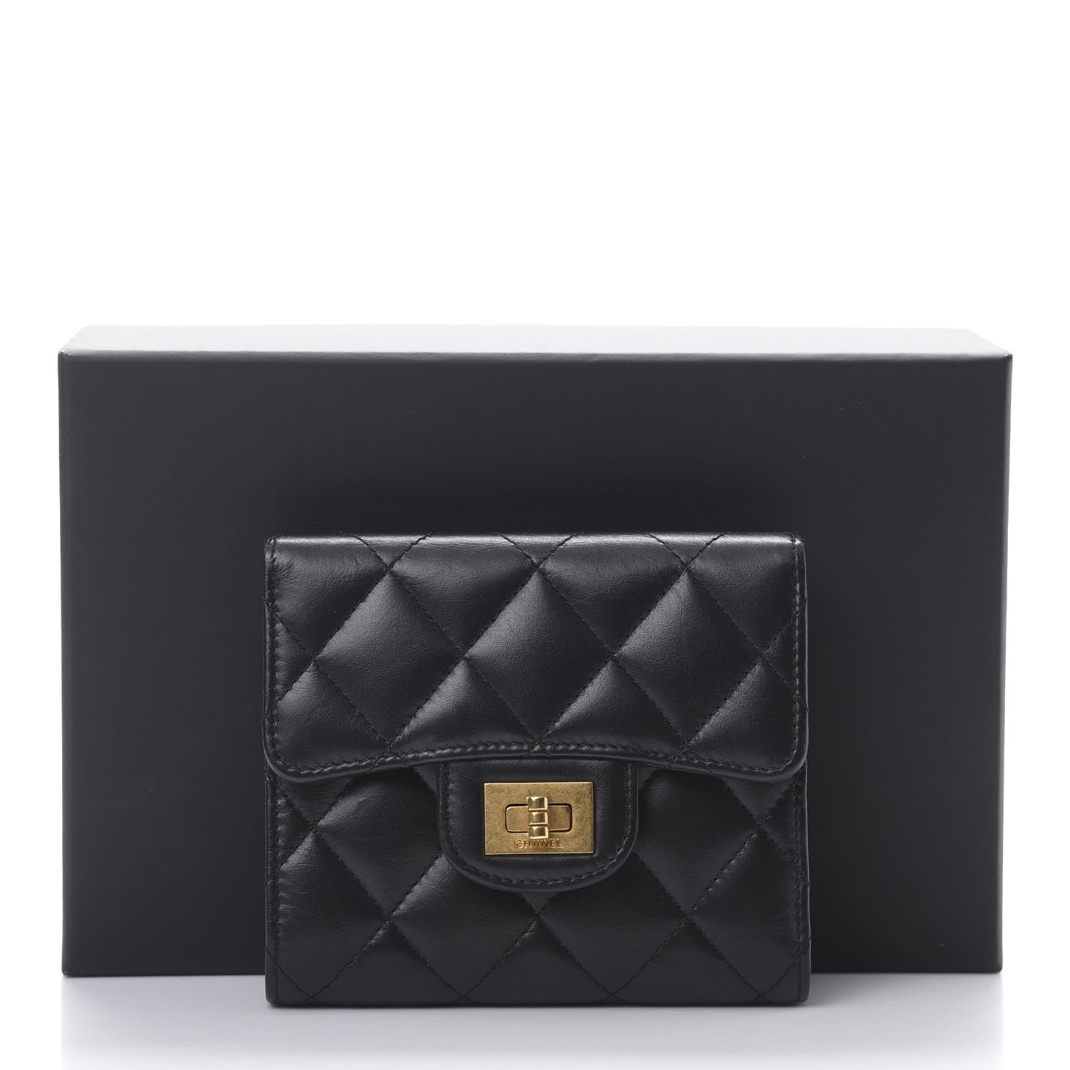 Chanel Aged Calfskin Quilted Reissue Compact Wallet Black 10 of 10