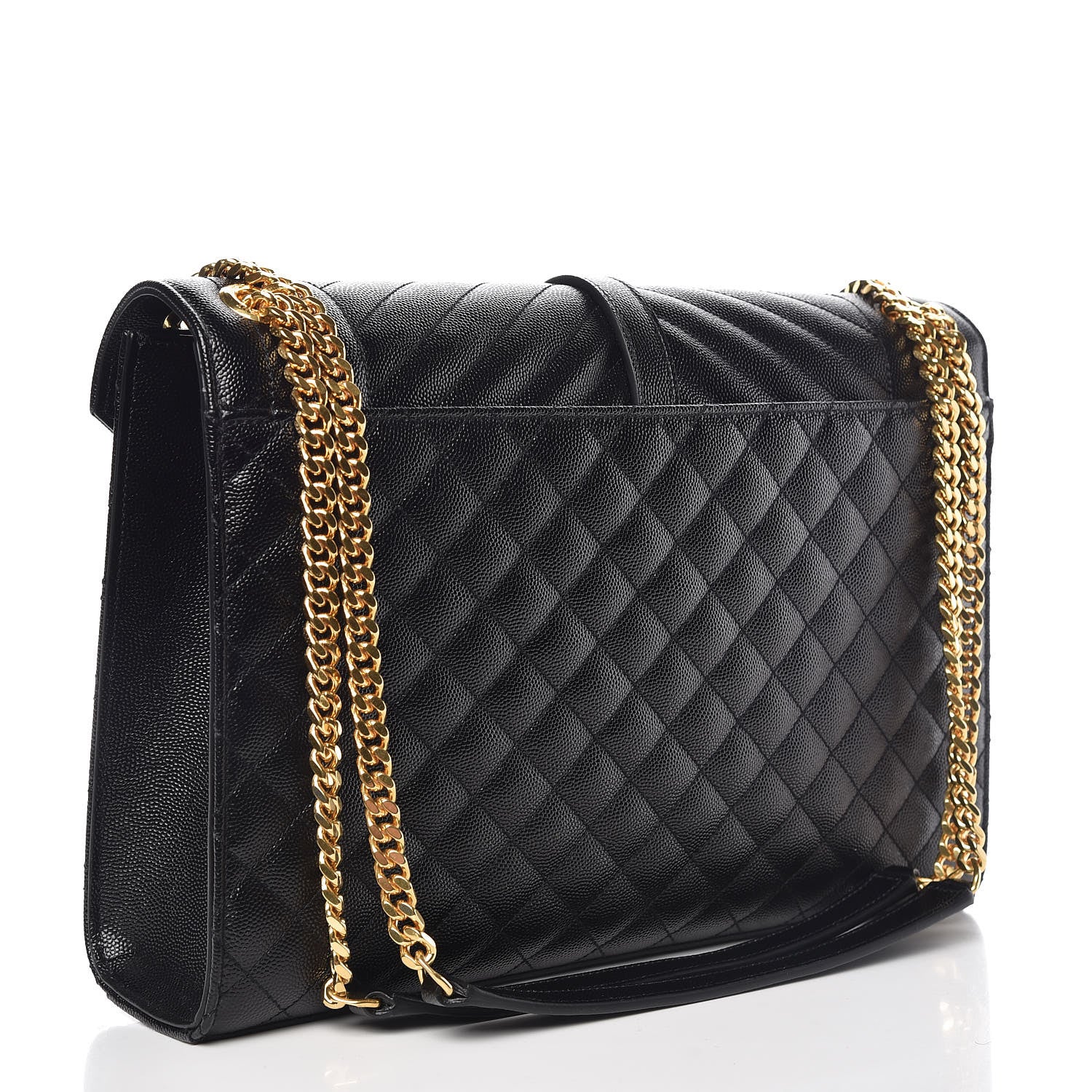 Saint Laurent Grain De Poudre Textured Mixed Matelasse Large Triquilt Monogram Satchel Black 3 of 11