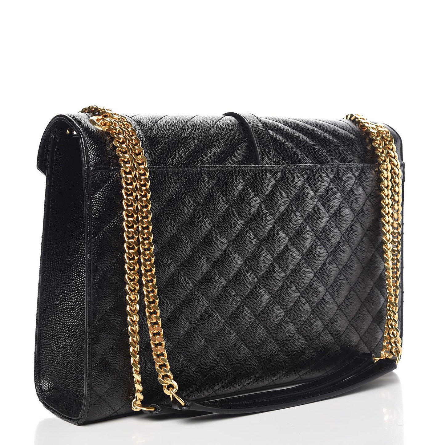 Grain De Poudre Textured Mixed Matelasse Large Triquilt Monogram Satchel Black