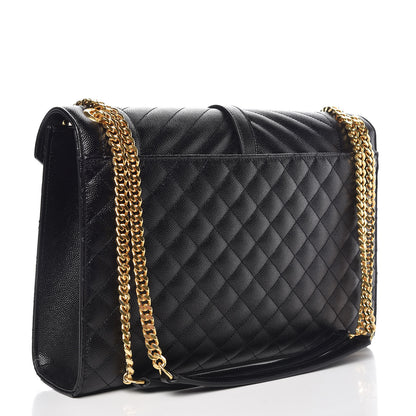 Saint Laurent Grain De Poudre Textured Mixed Matelasse Large Triquilt Monogram Satchel Black 3 of 11