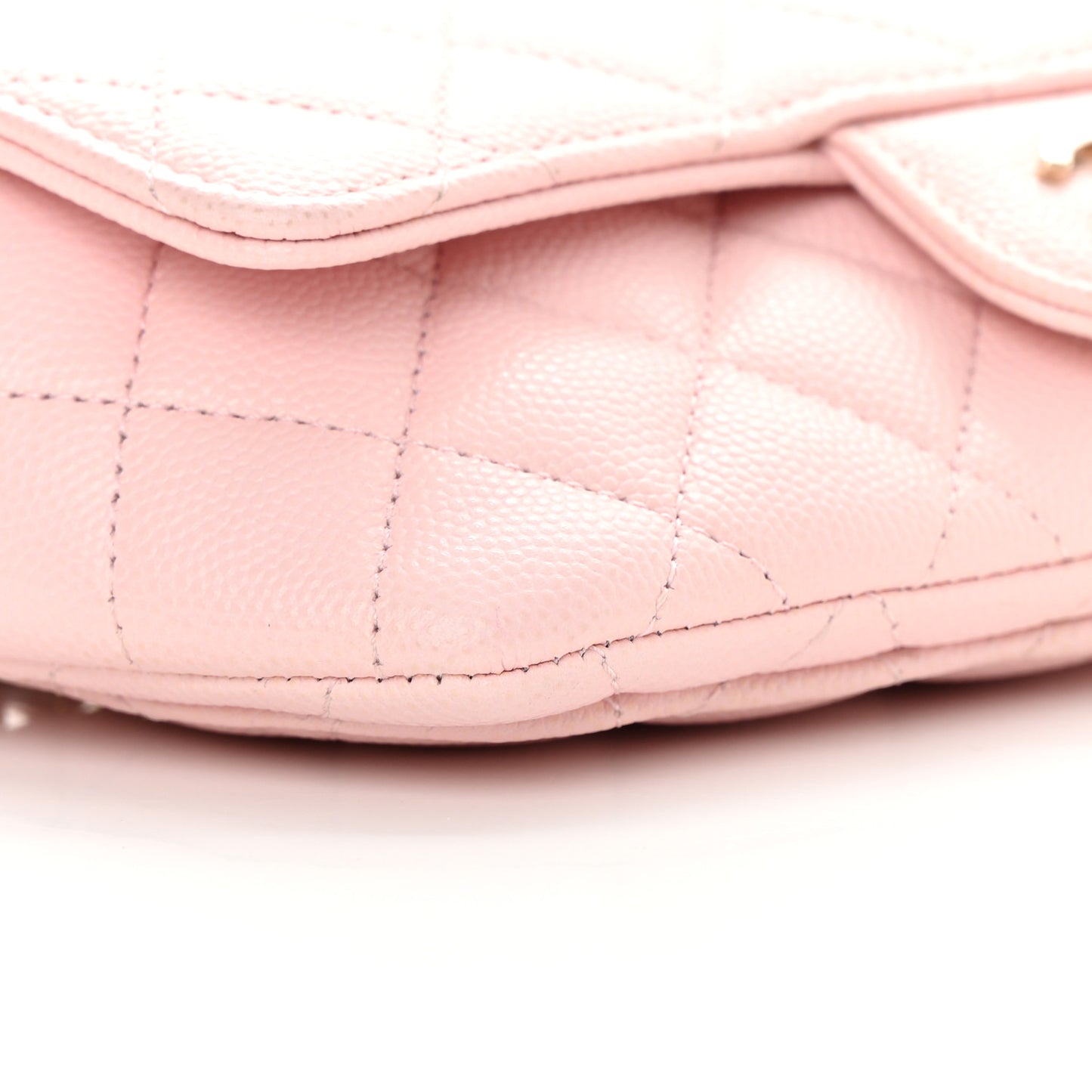 Caviar Quilted Glasses Case With Chain Light Pink
