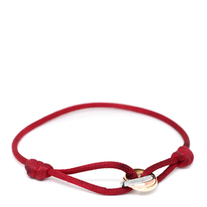 Cartier 18K Pink Yellow White Gold Trinity Cord Bracelet Red 1 of 4