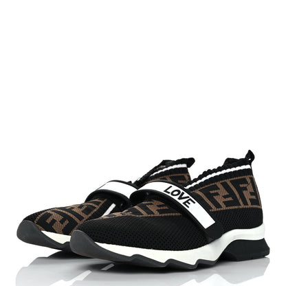 Fendi Stretch Yarn FF Stiff Band Rockoko Sneakers 39 Black White Tobacco 3 of 8