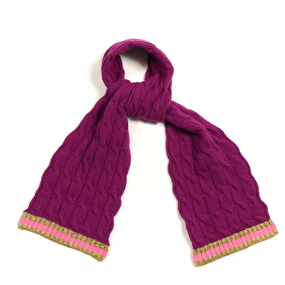 Gucci Wool Cashmere Blend Cable Knit Bonhate Long Scarf Magenta Pink 1 of 3