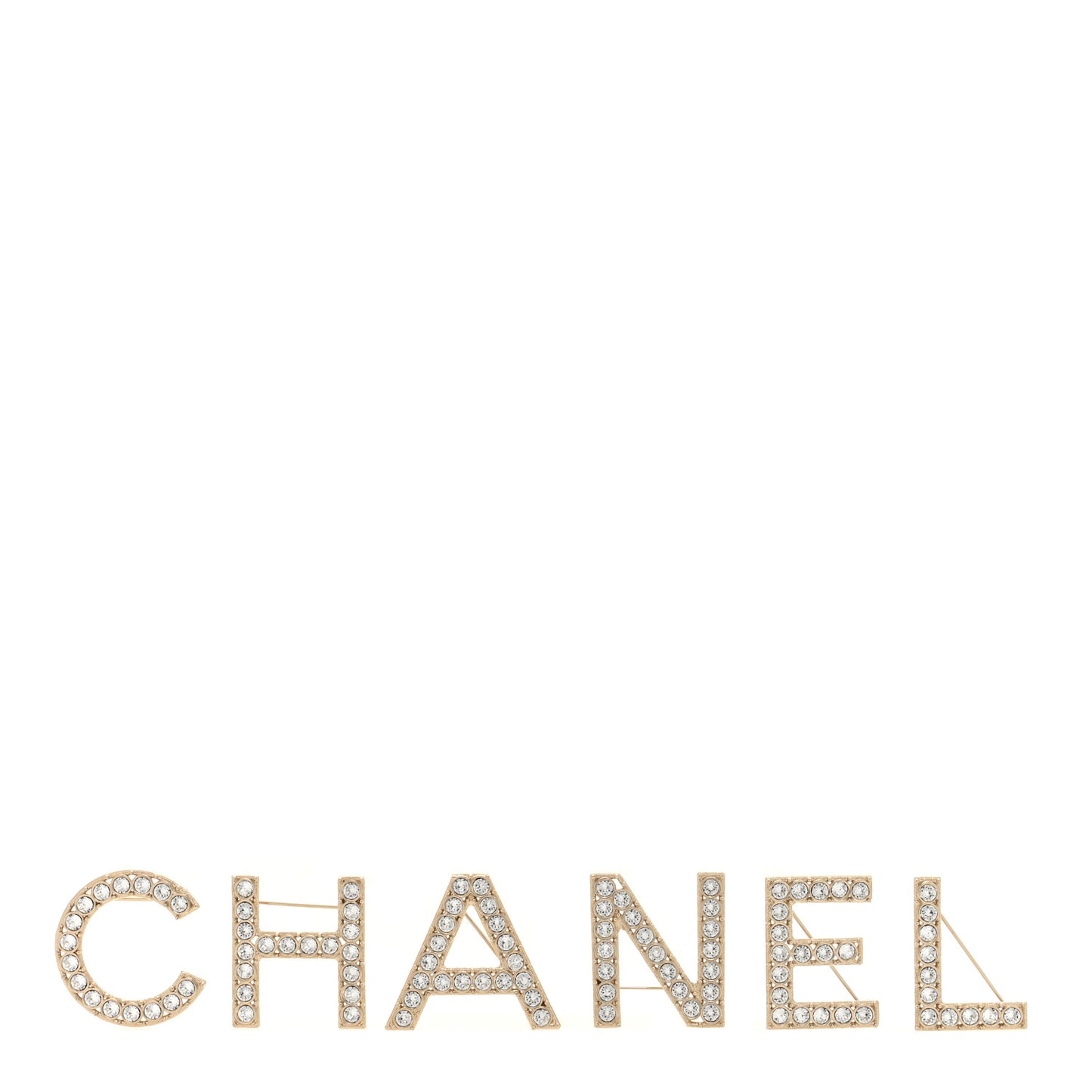 Crystal Cha-Nel Logo Brooch Set Gold