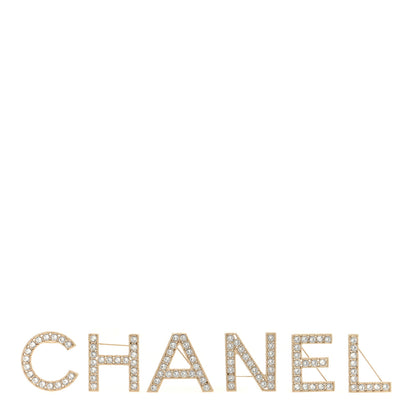 Chanel Crystal Cha-Nel Logo Brooch Set Gold 1 of 4