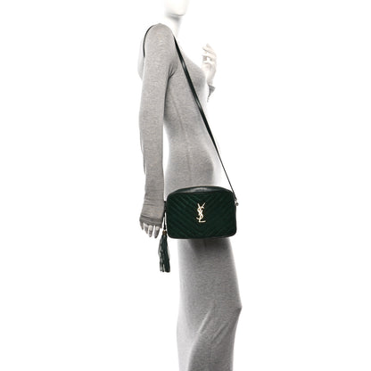 Saint Laurent Suede Calfskin Monogram Lou Camera Bag Vert Fonce 2 of 12