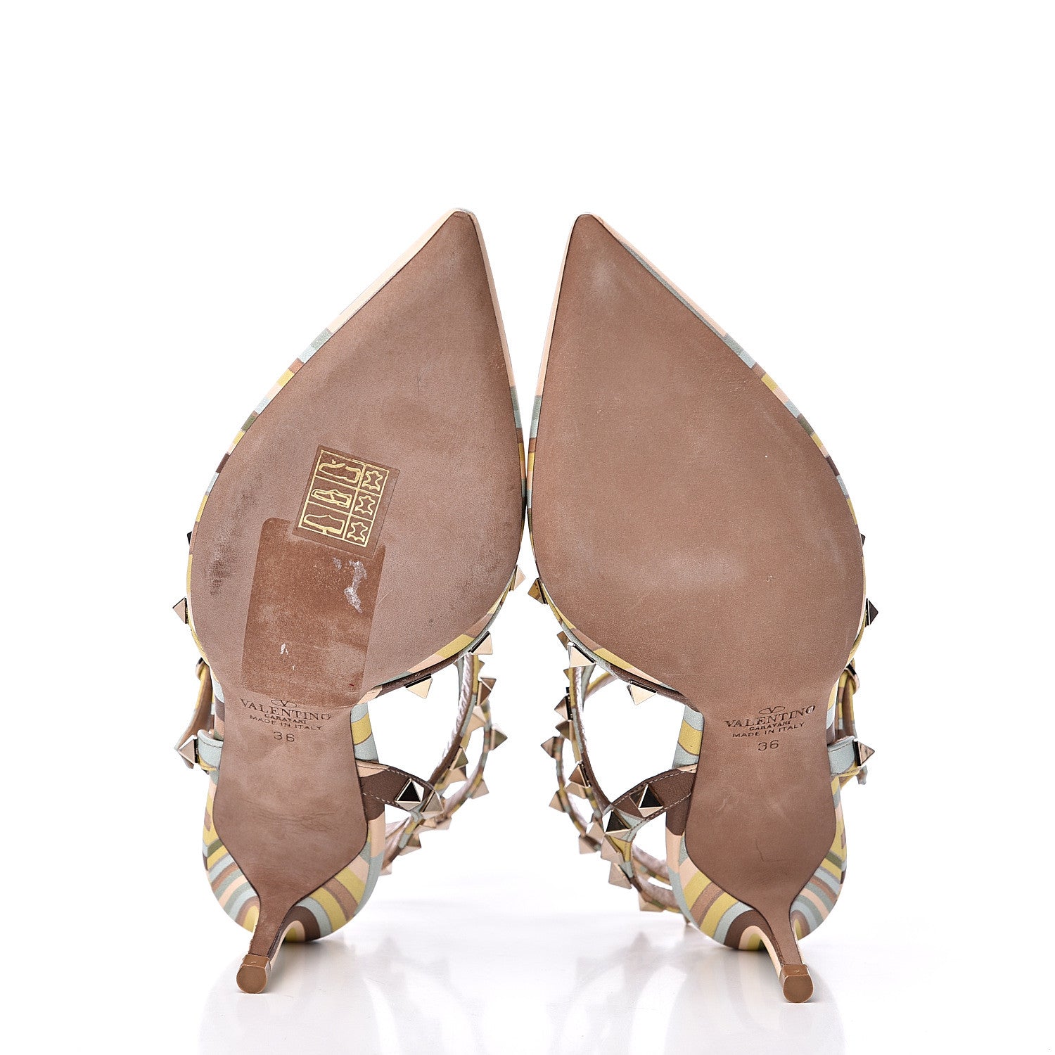 Valentino Garavani Nappa Native Couture 1975 Rockstud Ankle Strap Low Heel Pumps 36 Multicolor 5 of 8