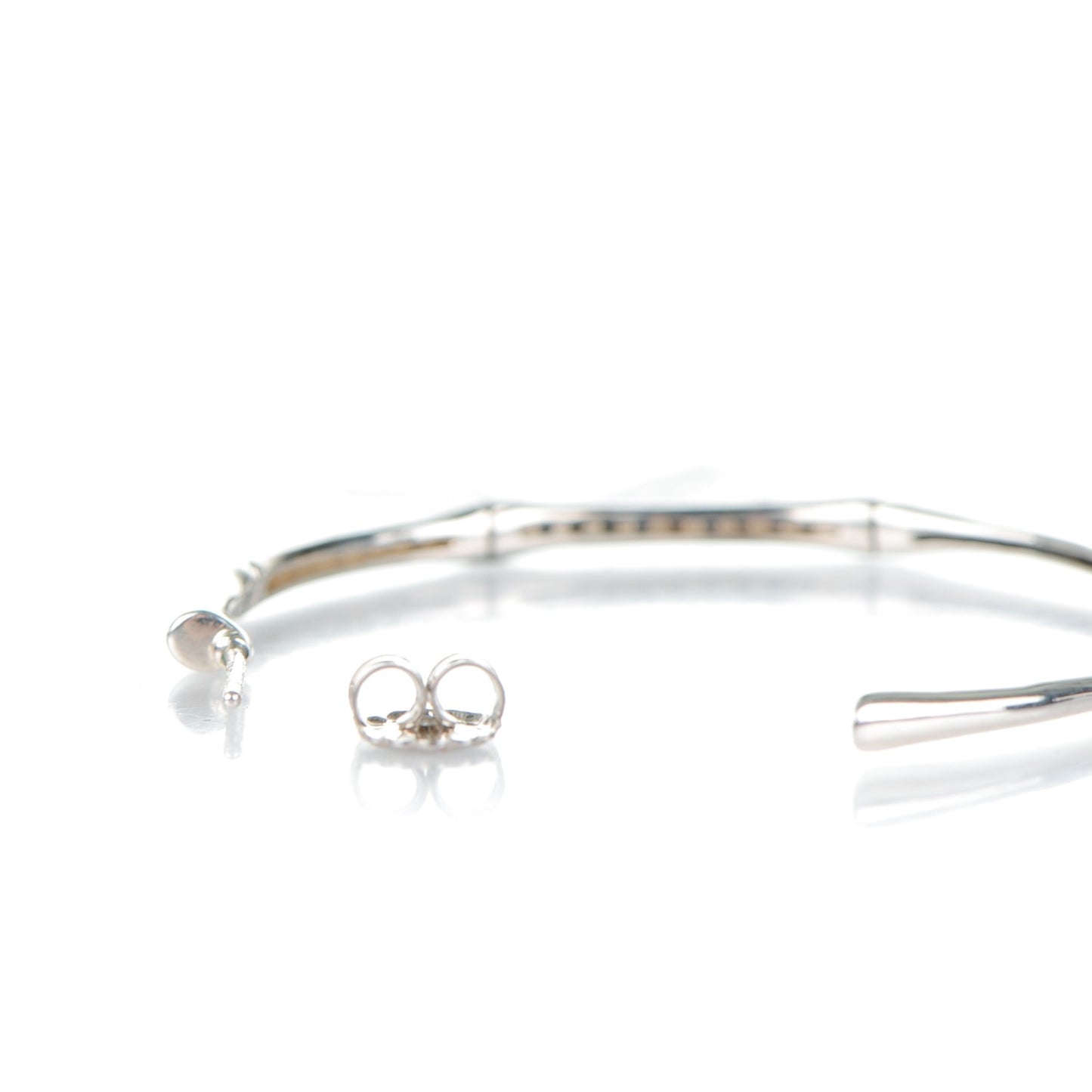 Sterling Silver Black Sapphire Large Bamboo Hoop Earrings