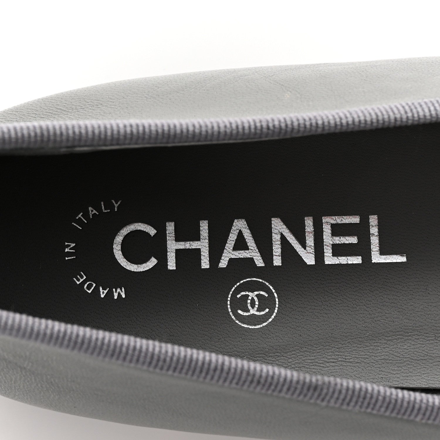 Chanel Lambskin Cap Toe CC Ballerina Flats 39.5 Grey Black 8 of 10