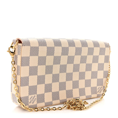 Louis Vuitton Damier Azur Pochette Felicie Chain Wallet Rose Ballerine 5 of 18