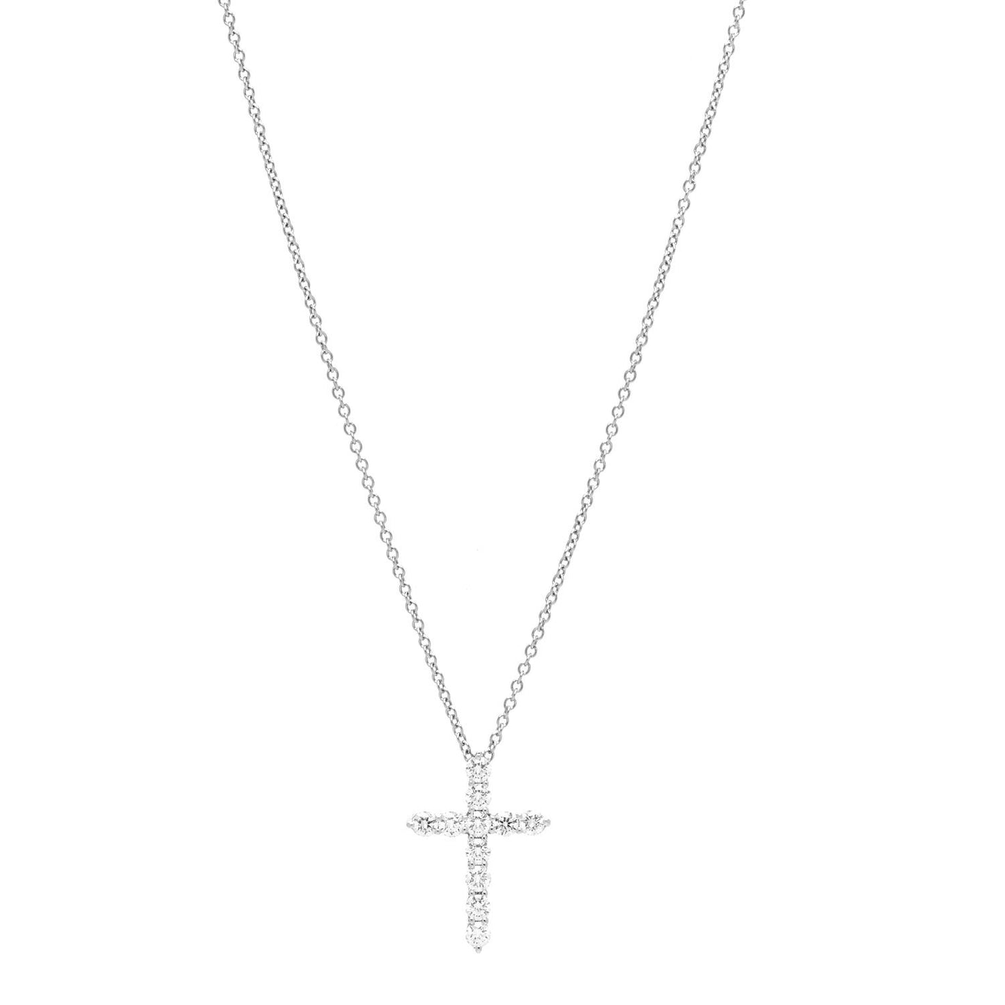 Platinum Diamond Small Cross Pendant Necklace