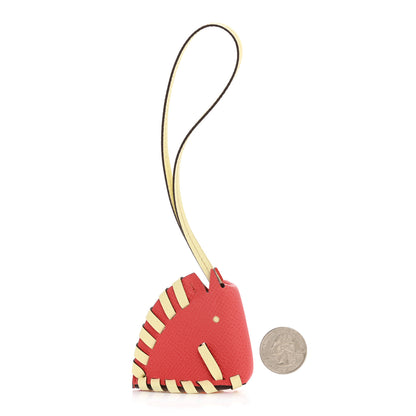 Hermes Epsom Cheval Tresse Bag Charm Rouge Radieux Jaune Milton 2 of 4