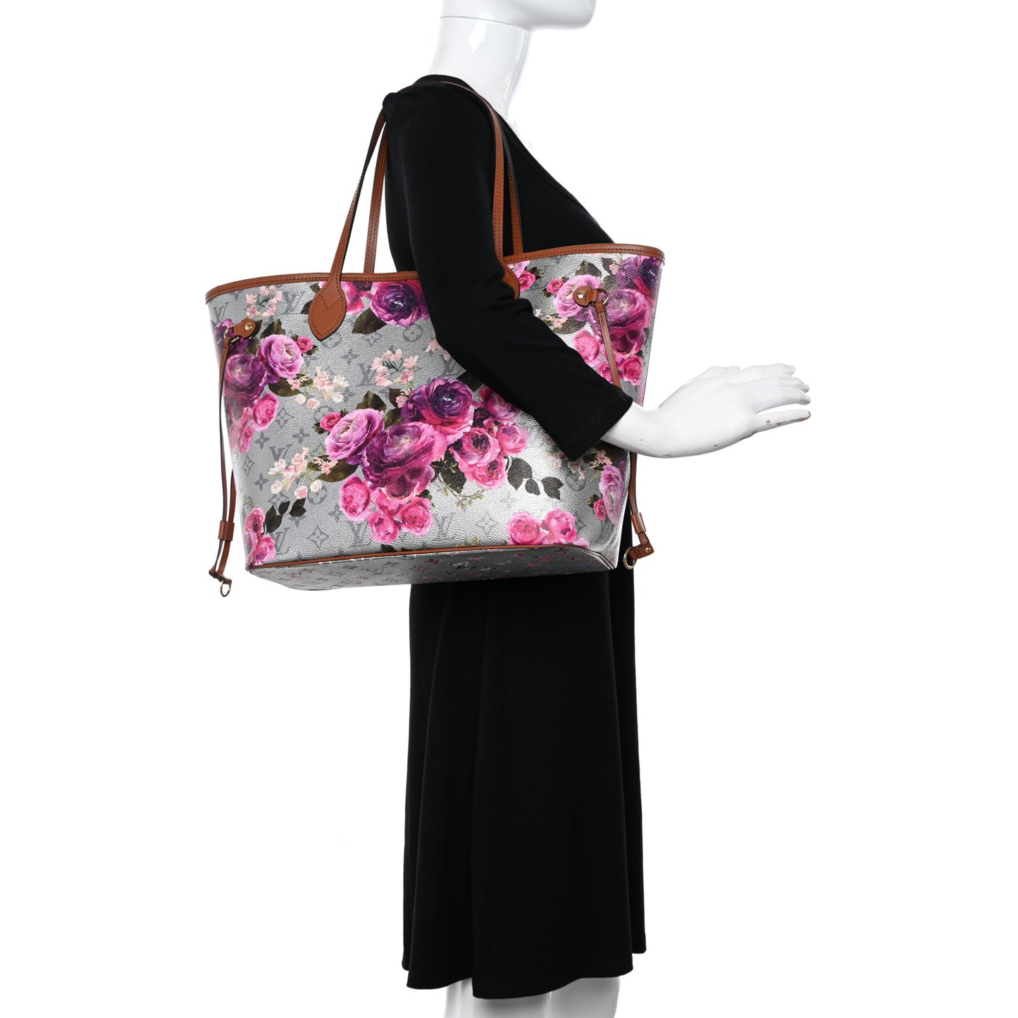Metallic Monogram LV Garden Neverfull MM Silver