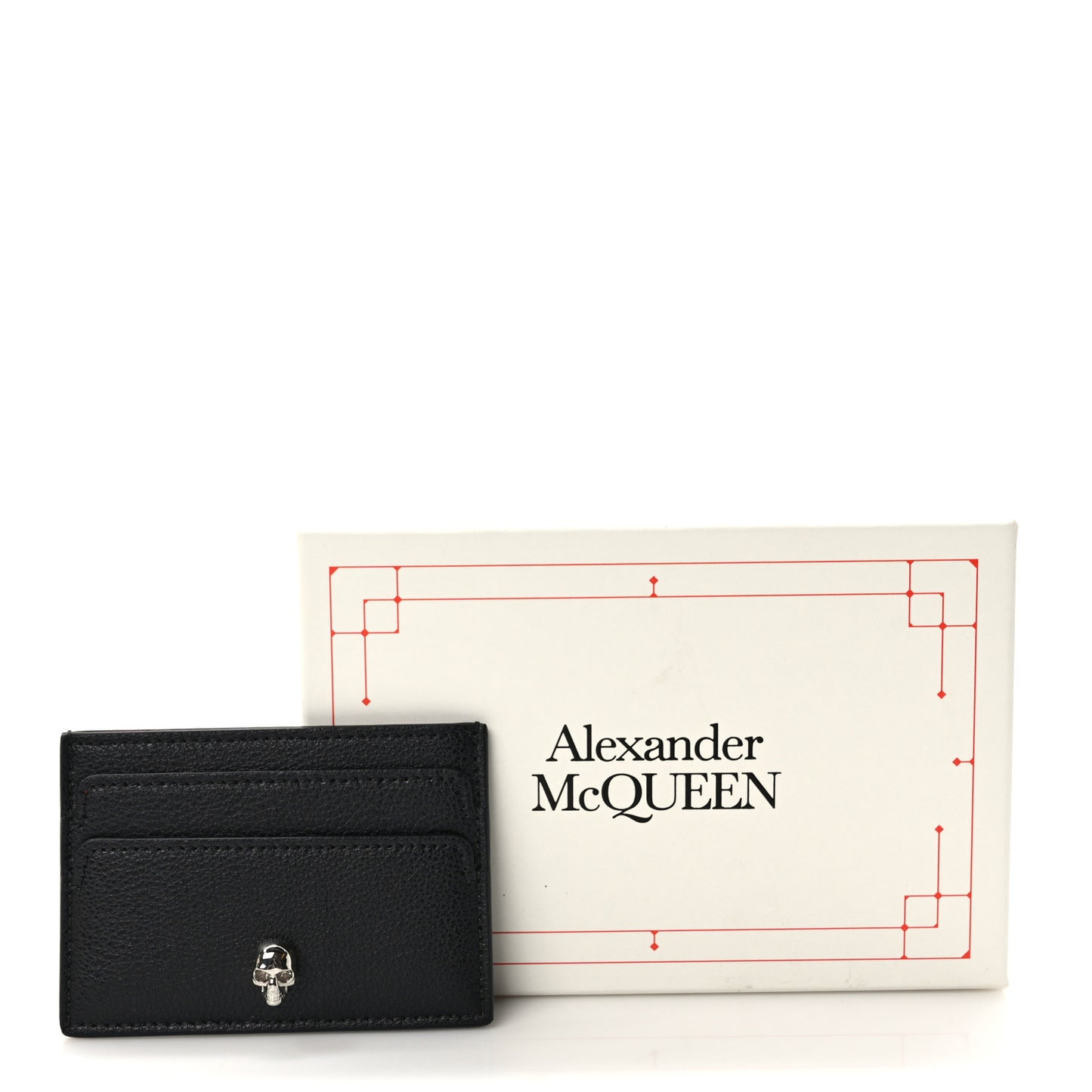 Calfskin Skull Card Holder Black