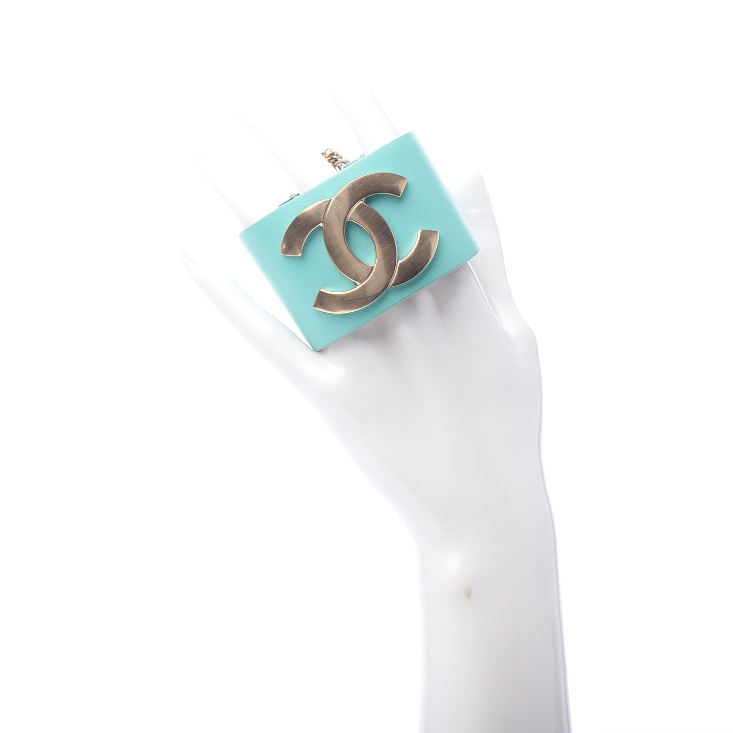 Chanel Calfskin CC Wide Cuff M Light Green 2 of 6
