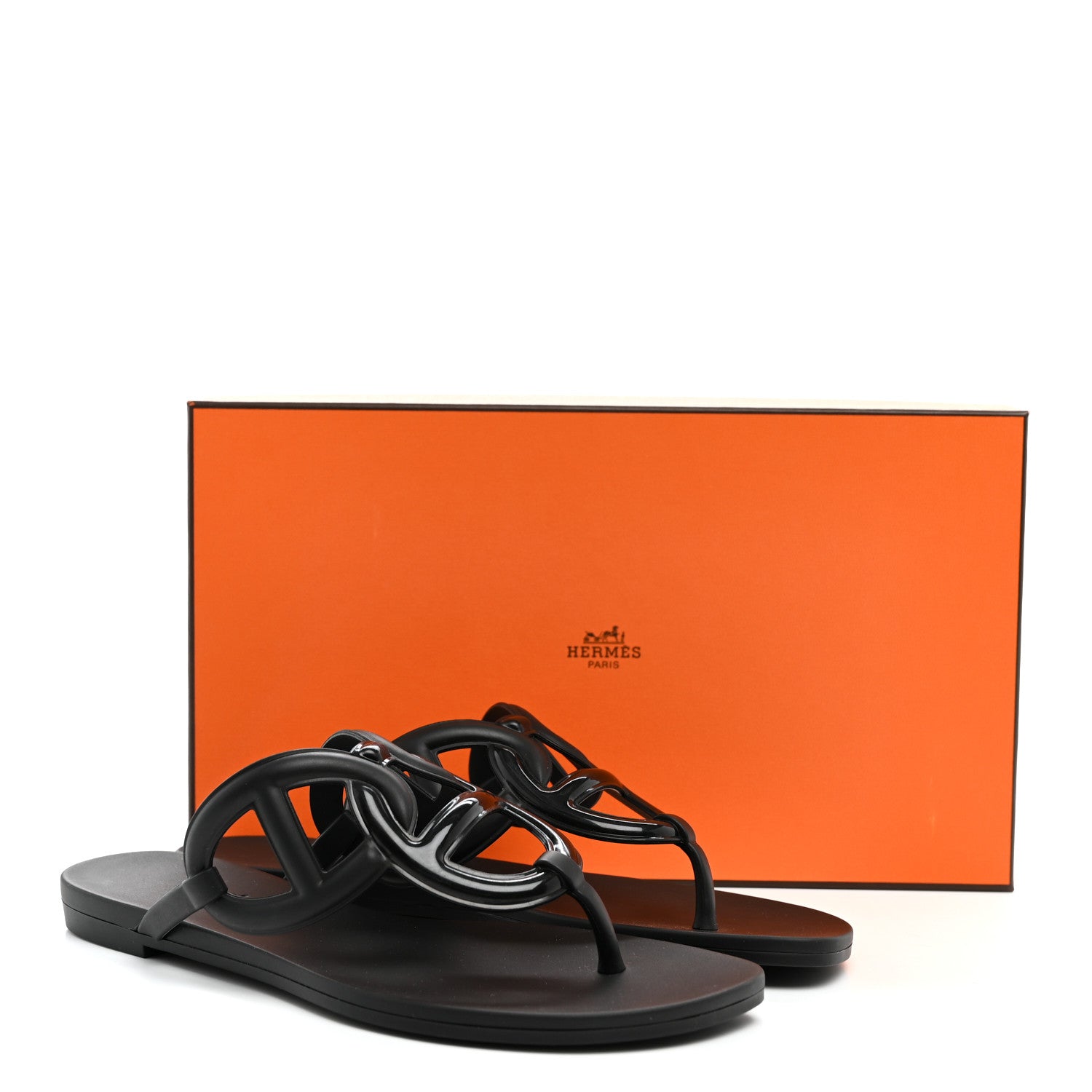Hermes Rubber Womens Egerie Sandals 36 Black 9 of 9