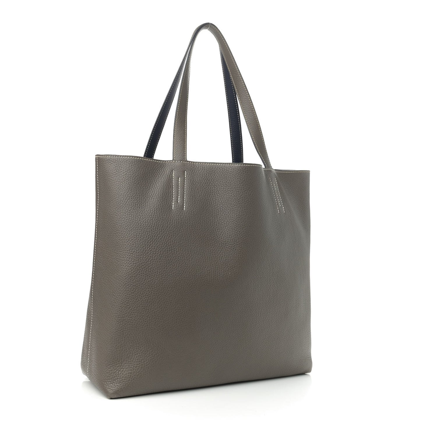 Taurillon Clemence Double Sens 45 Reversible Tote Bleu Nuit Etain