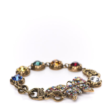 Gucci Crystal Butterfly Bracelet Aged Gold Multicolor 1 of 4