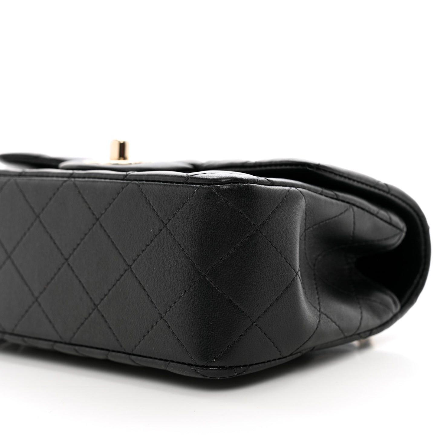 Lambskin Quilted Mini Top Handle Rectangular Flap Black