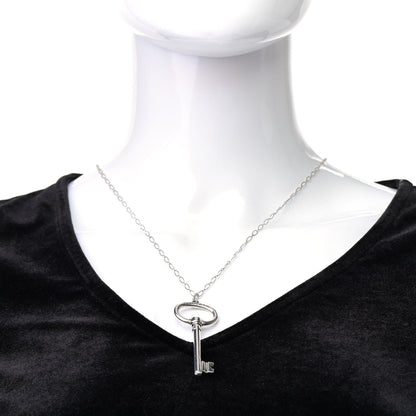 Tiffany Sterling Silver Oval Key Pendant Link Necklace 2 of 6