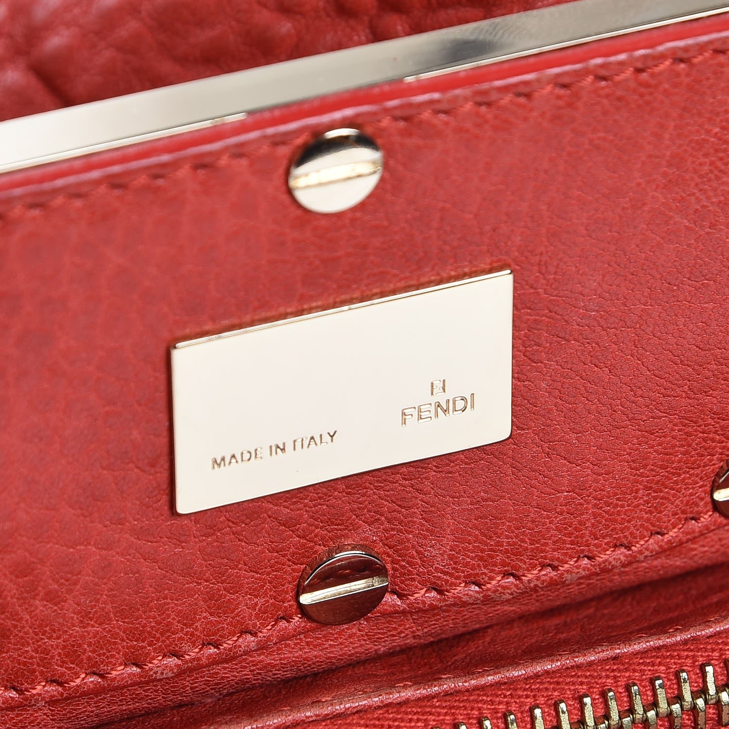 Fendi Crinkled Lambskin Mia Tote Red 5 of 12